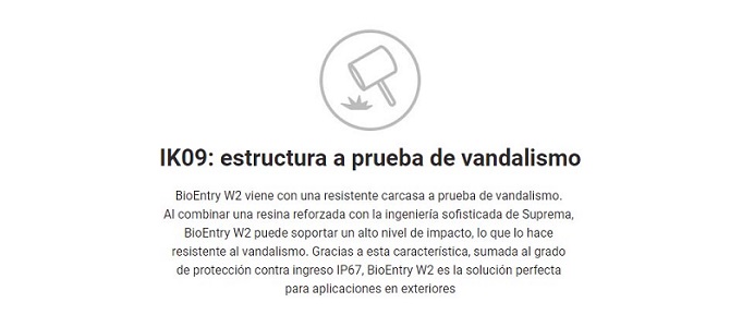 BioEntry W2 Uso Exterior IP67, IK09 /Multiformato (Lector 125 KHz EM / HID Prox 13.56MHz) Bluetooth