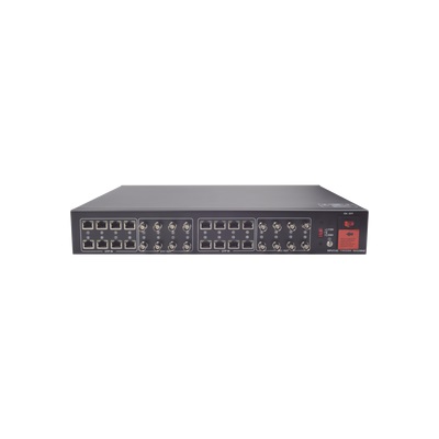 Kit de TRANSCEPTOR ACTIVO DE 16 Canales / VIDEO+PODER en un solo Cable UTP / 150m en 4K, 200m en 5 MP/ Envía 36 Vcc y recibe 12 Vcc / TODO INCLUIDO PARA RACK / Compatible con cámaras HD-TVI/CVI/AHD/CVBS / Instalación Limpia