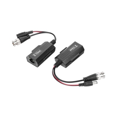 Kit de transceptores activos con conector para alimentación (12V/24VCD/AC) TurboHD para aplicaciones de video por UTP Cat5e/6 en HD. Distancia de hasta 150 m en 4K